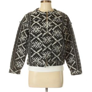 Who What Wear Black and White Printed Cropped Jacket